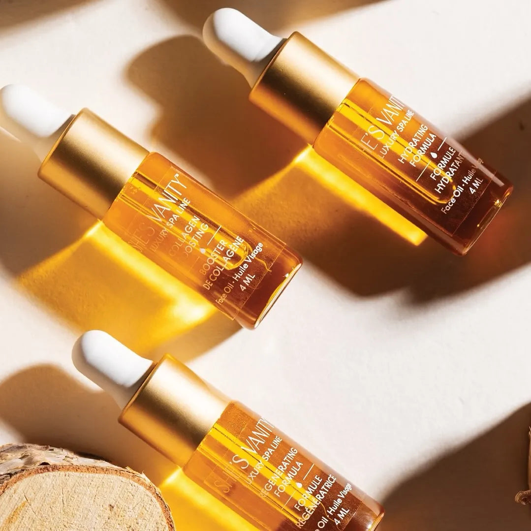 three bottles of She's Vanity Face oils