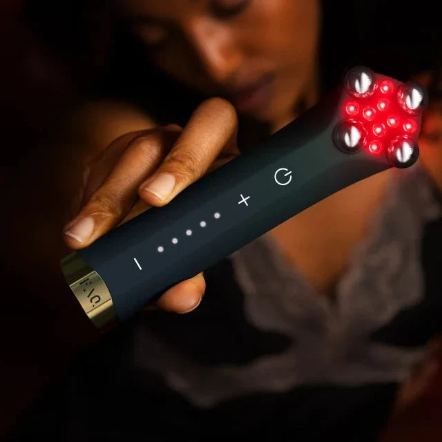 close up of red light device
