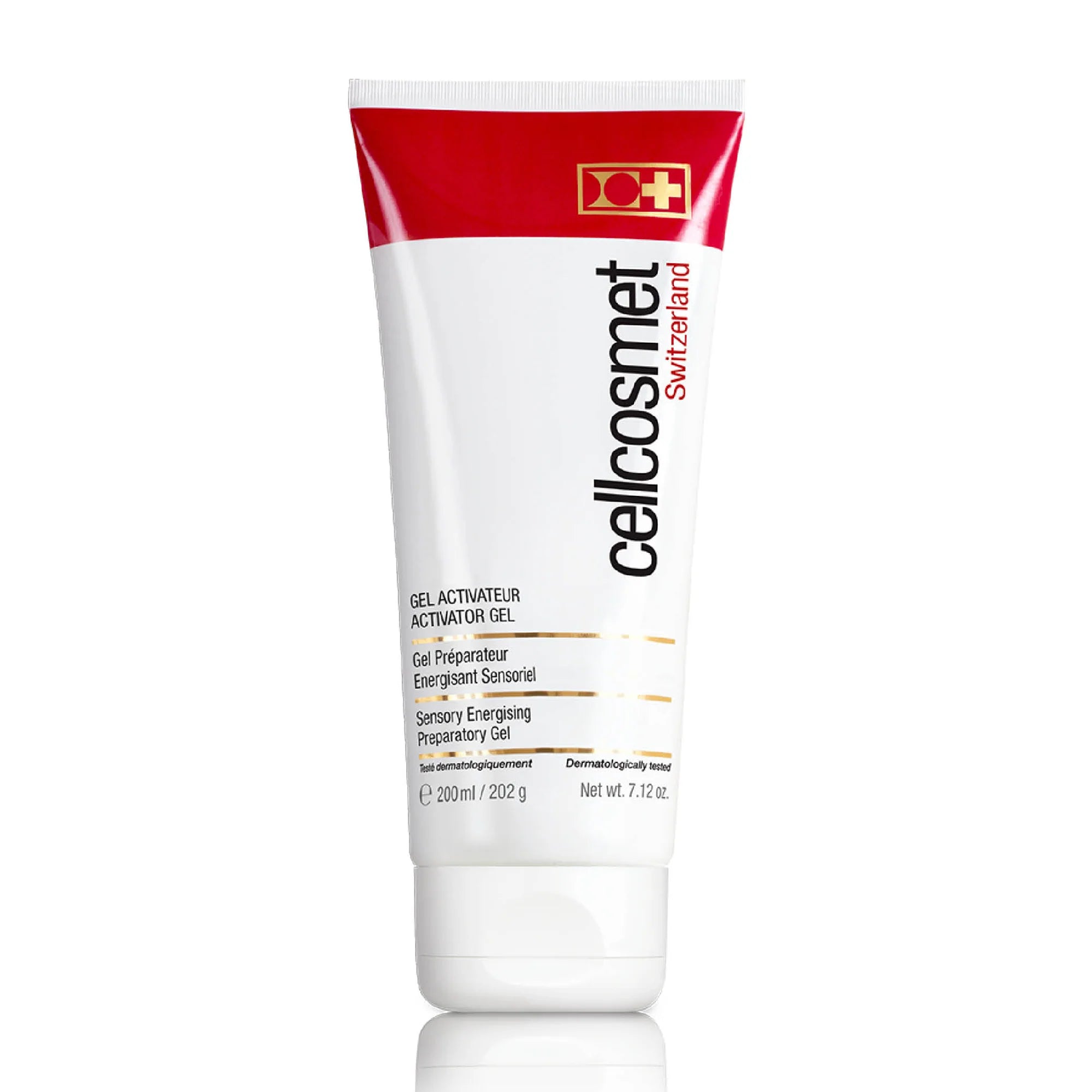 Tube of cellcosmet skincare product on a white background