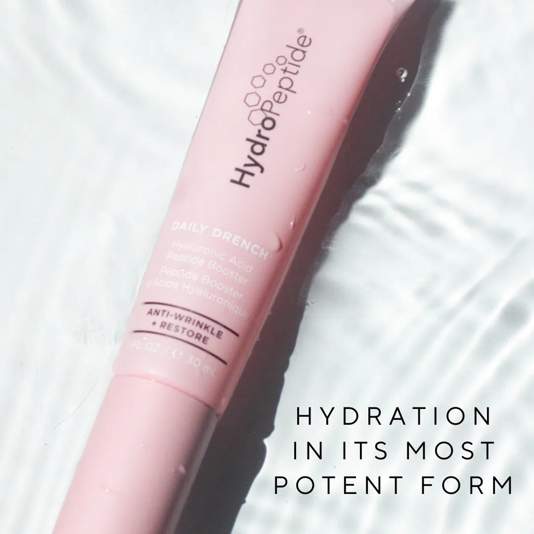 Close up of HydroPeptide Daily drench with writing ' hydration in its most potent form'