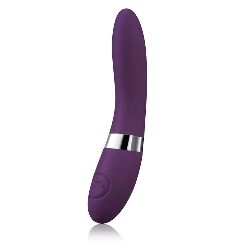 Purple electronic device with a silver band on a white background