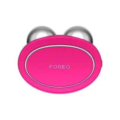 Pink and silver device with 'FOREO' branding on a white background