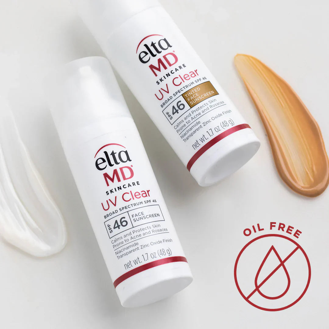 elta md uv clear tinted and untinted bottles with smears