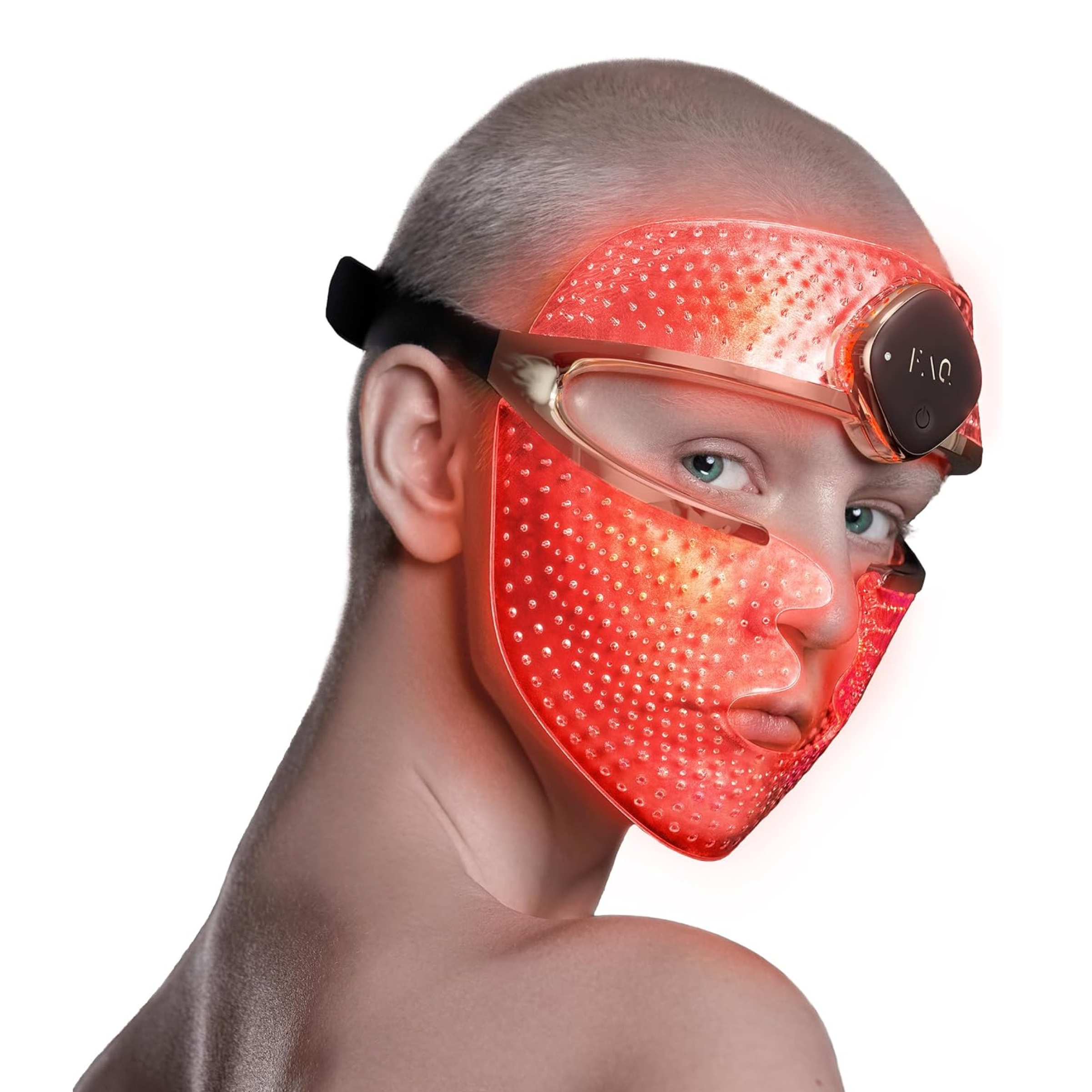 woman with led mask on