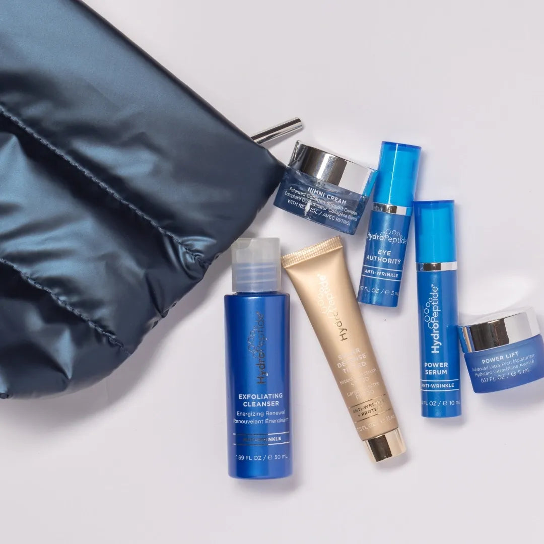 Hydropeptide makeup bag and various products