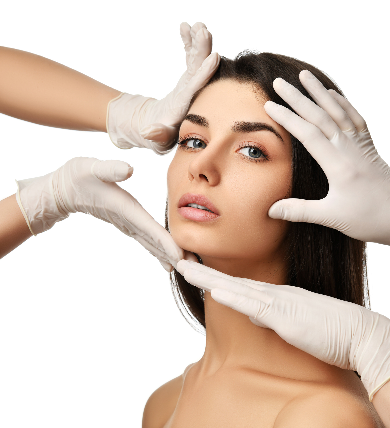 woman with hands around her face