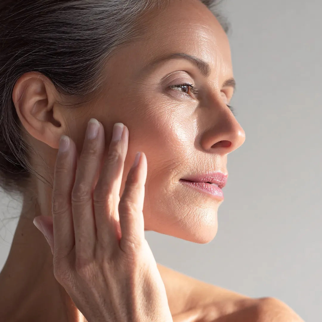 Person holding her cheek