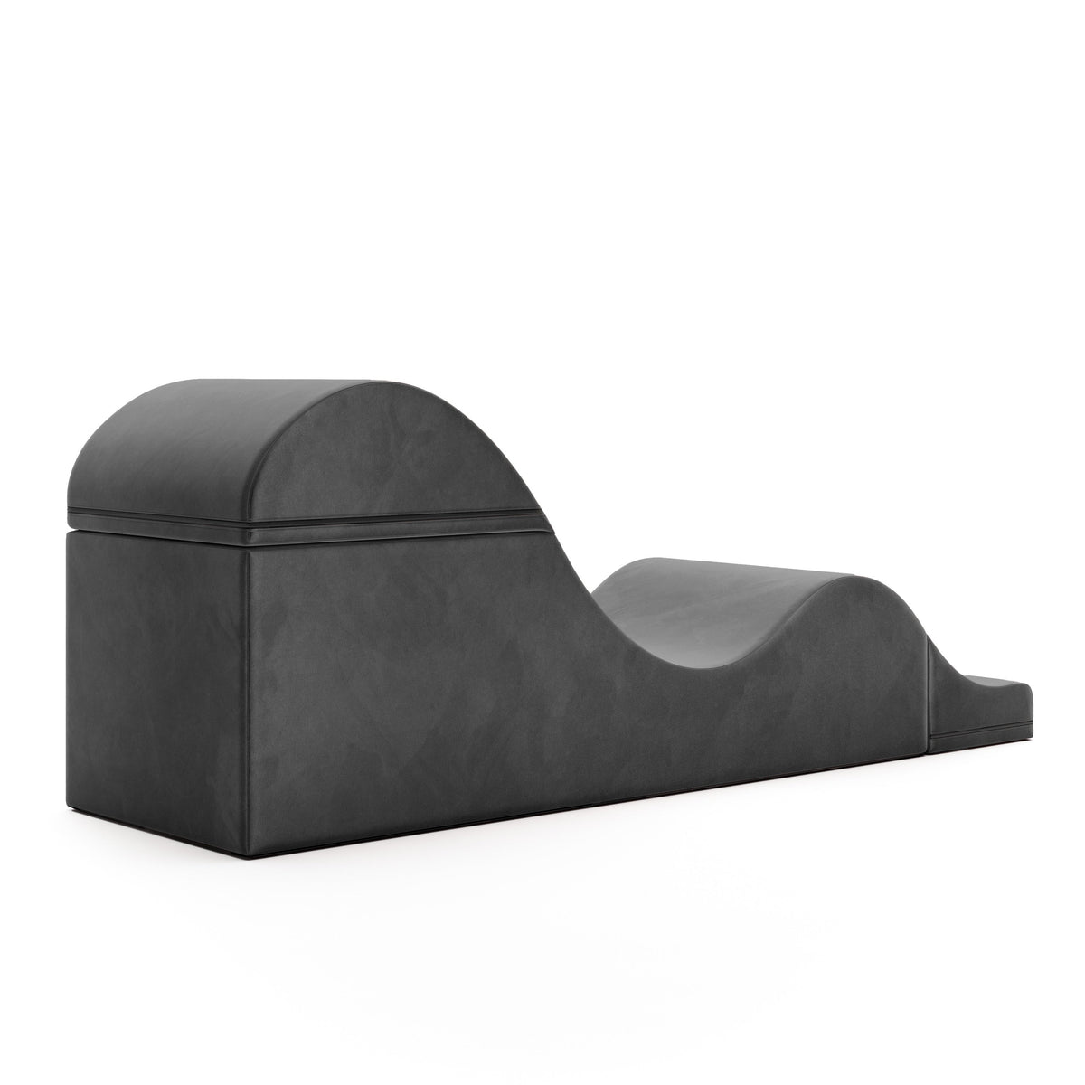 A modern black molded plastic or rubber door stopper with a curved, wave-like design, shown on a clean white background.