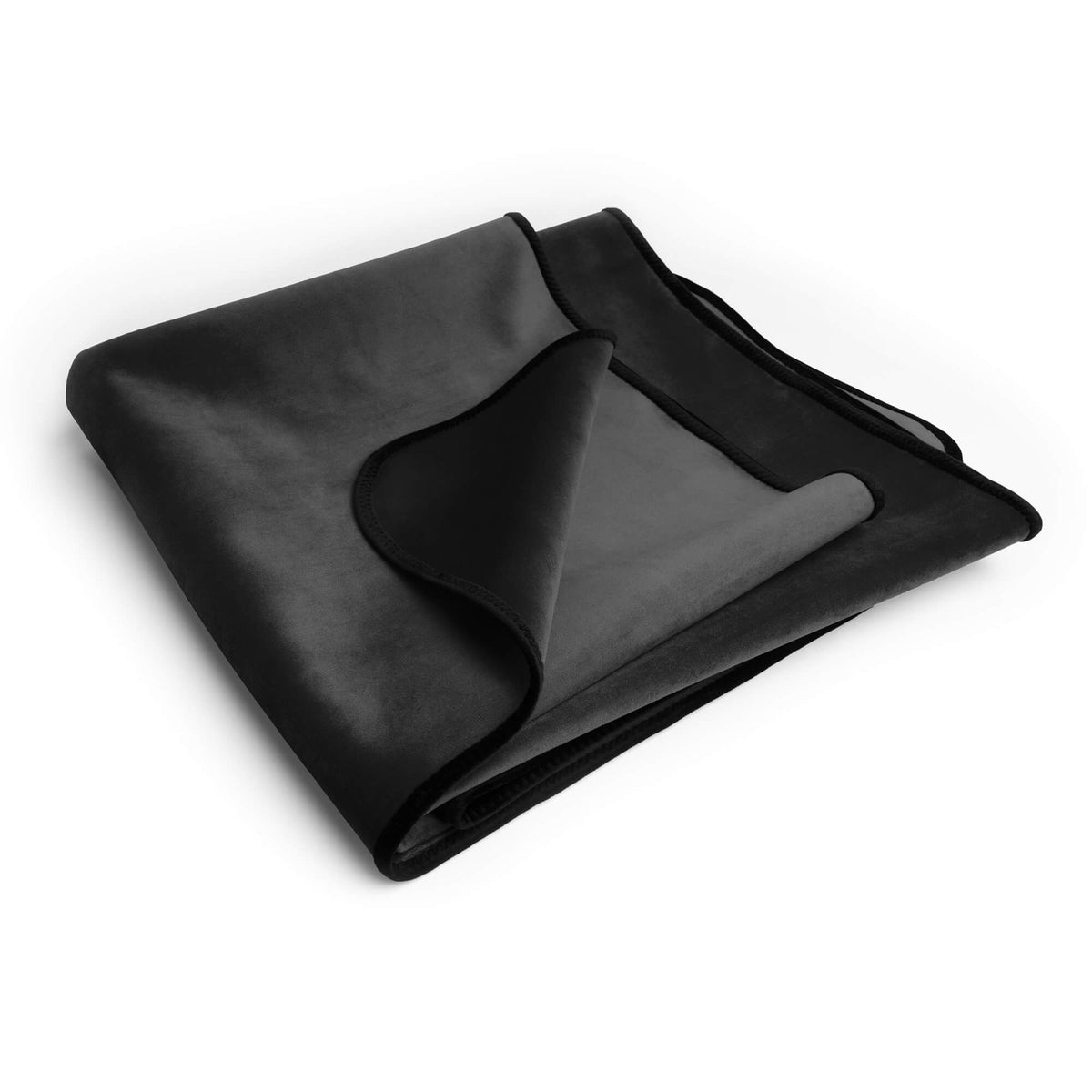 Black velvet blanket on a white background