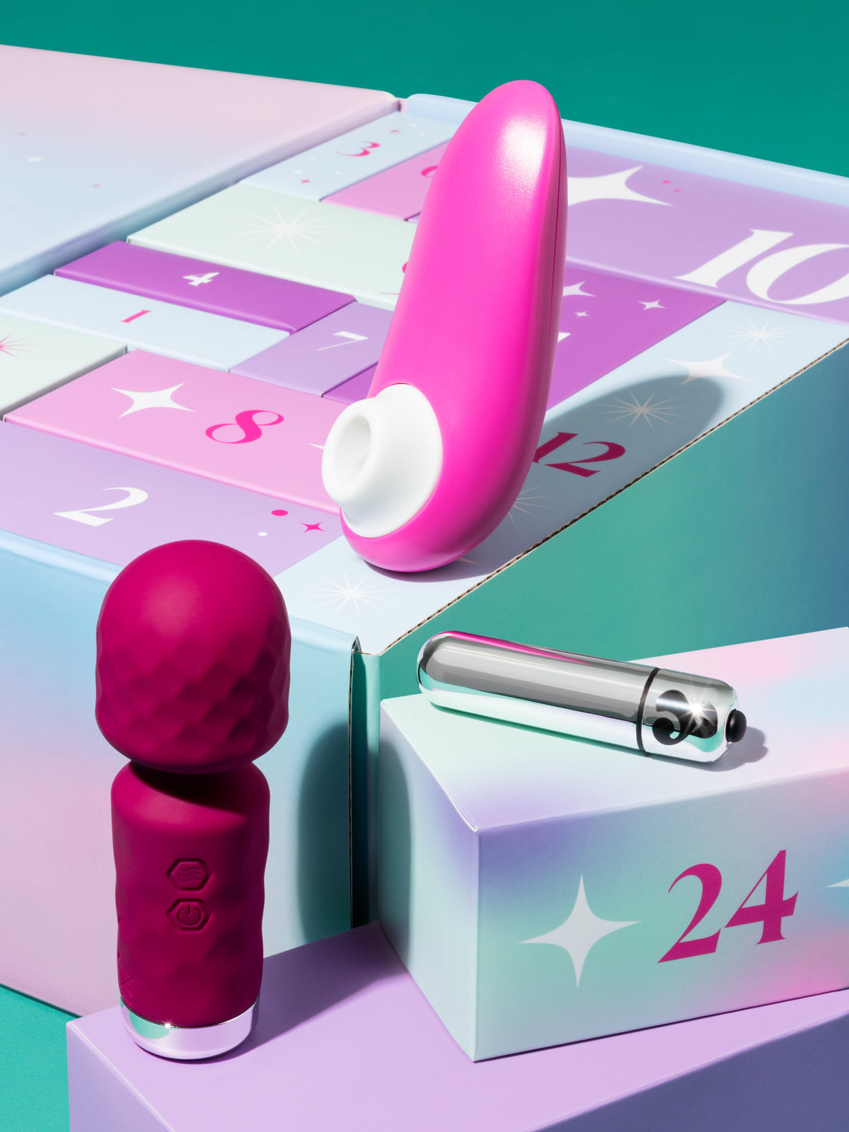 pink silicone toys on an advent calendar