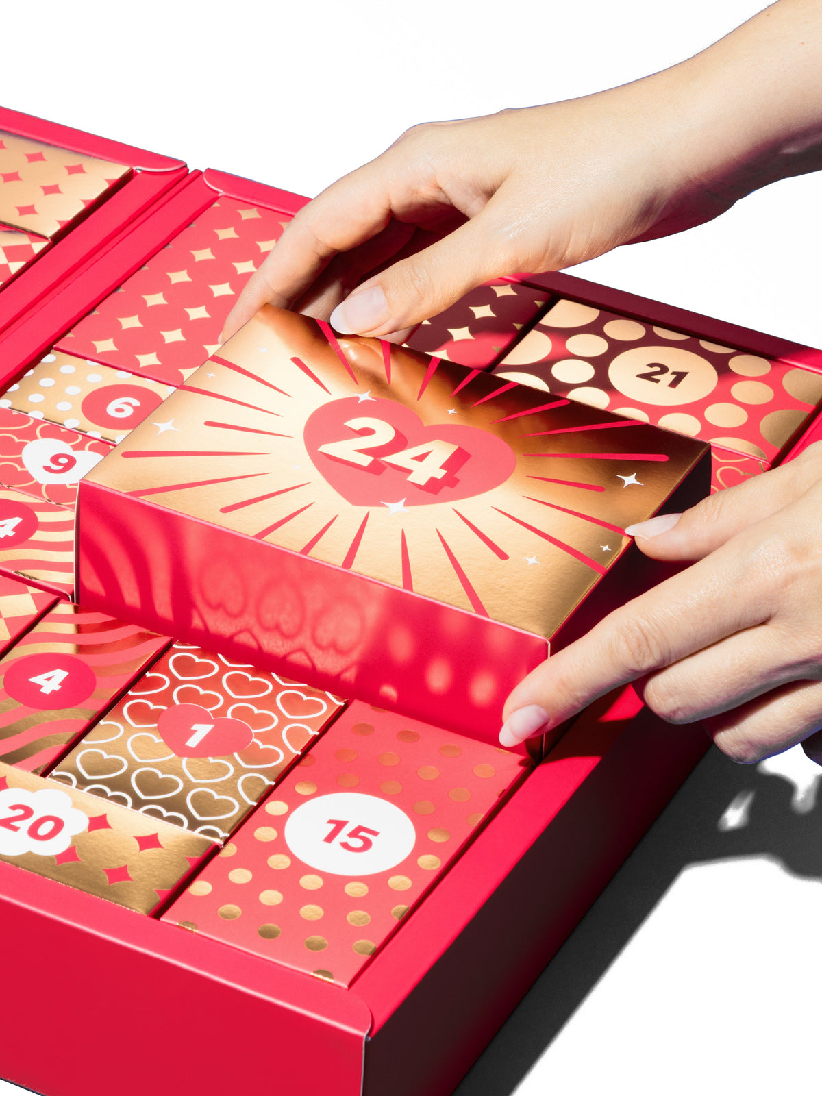 close up of red advent calendar 