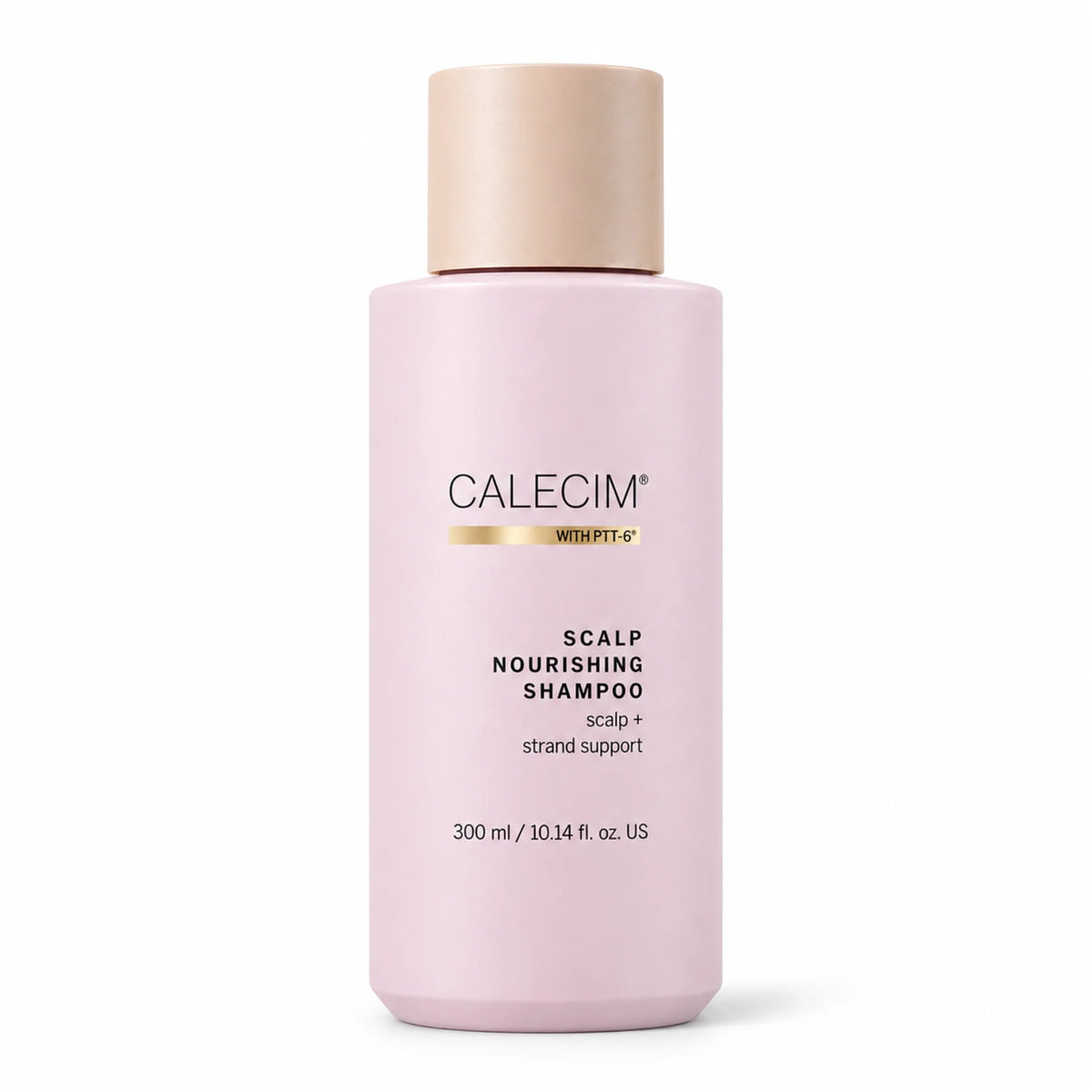 calecim scalp nourishing shampoo pink bottle on white background