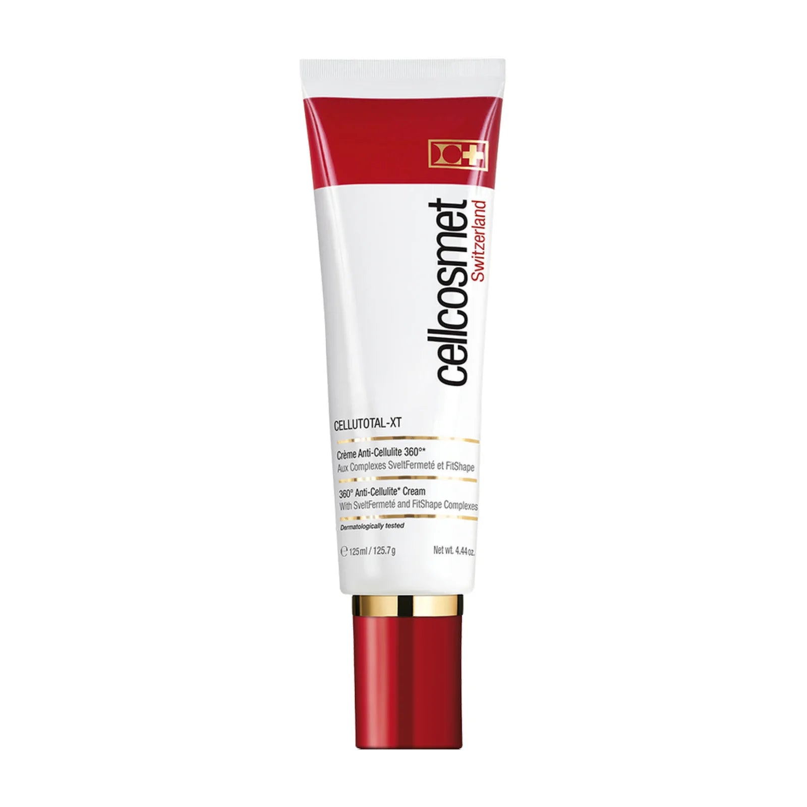 Tube of cellcosmet skincare product on a white background