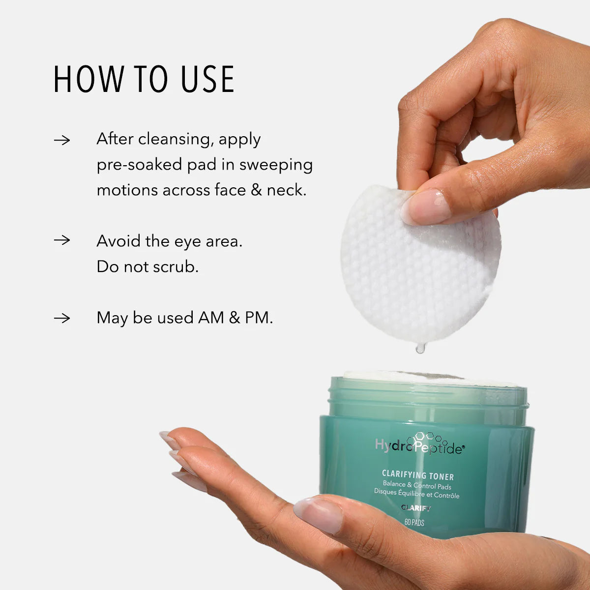 Hand holding a skincare product with instructions on how to use it.