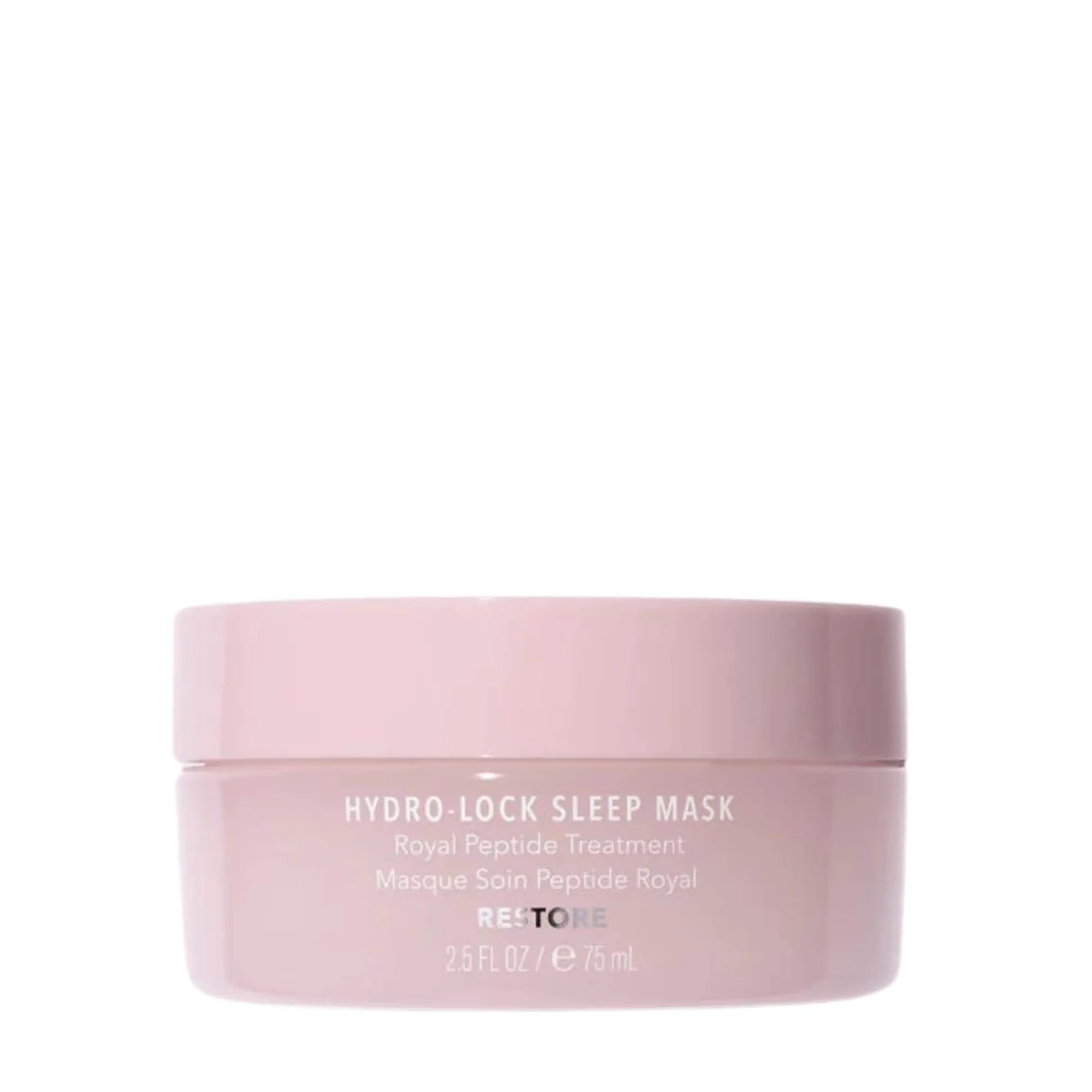 Pink jar of Hydro-Lock Sleep Mask on a white background