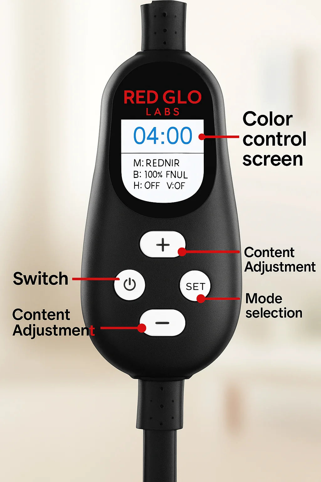 close up of Red Glo Labs controller 