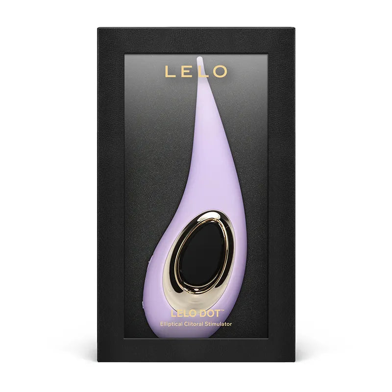Purple and gold Lelo product in a black box on a white background