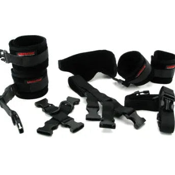 cuffs and buckles on white background