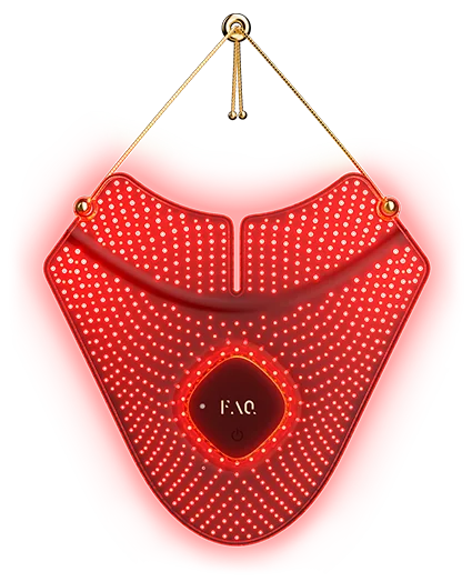 Red LED necklace with 'FAQ' text on a white background