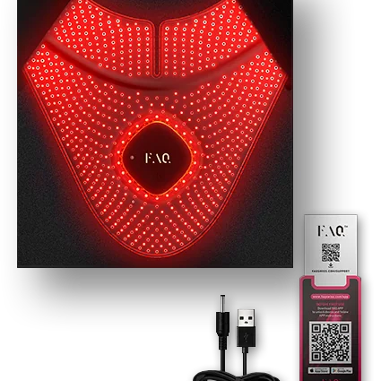 Red LED light product with USB cable and packaging on a white background