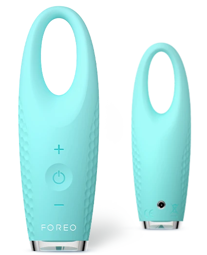 teal foreo device - front and back 