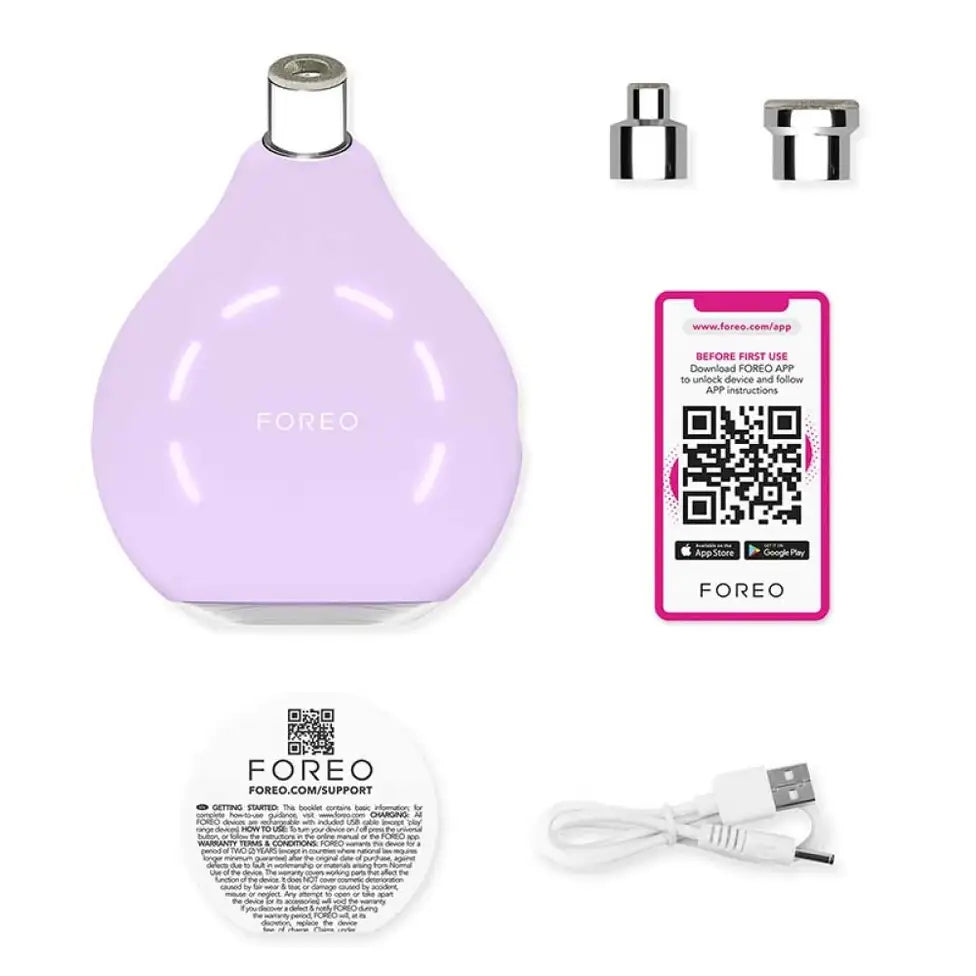 FOREO device with usb and attachments