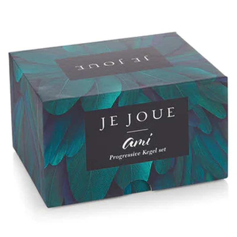 Je Joue Ami progressive kegel set packaging with green and blue design