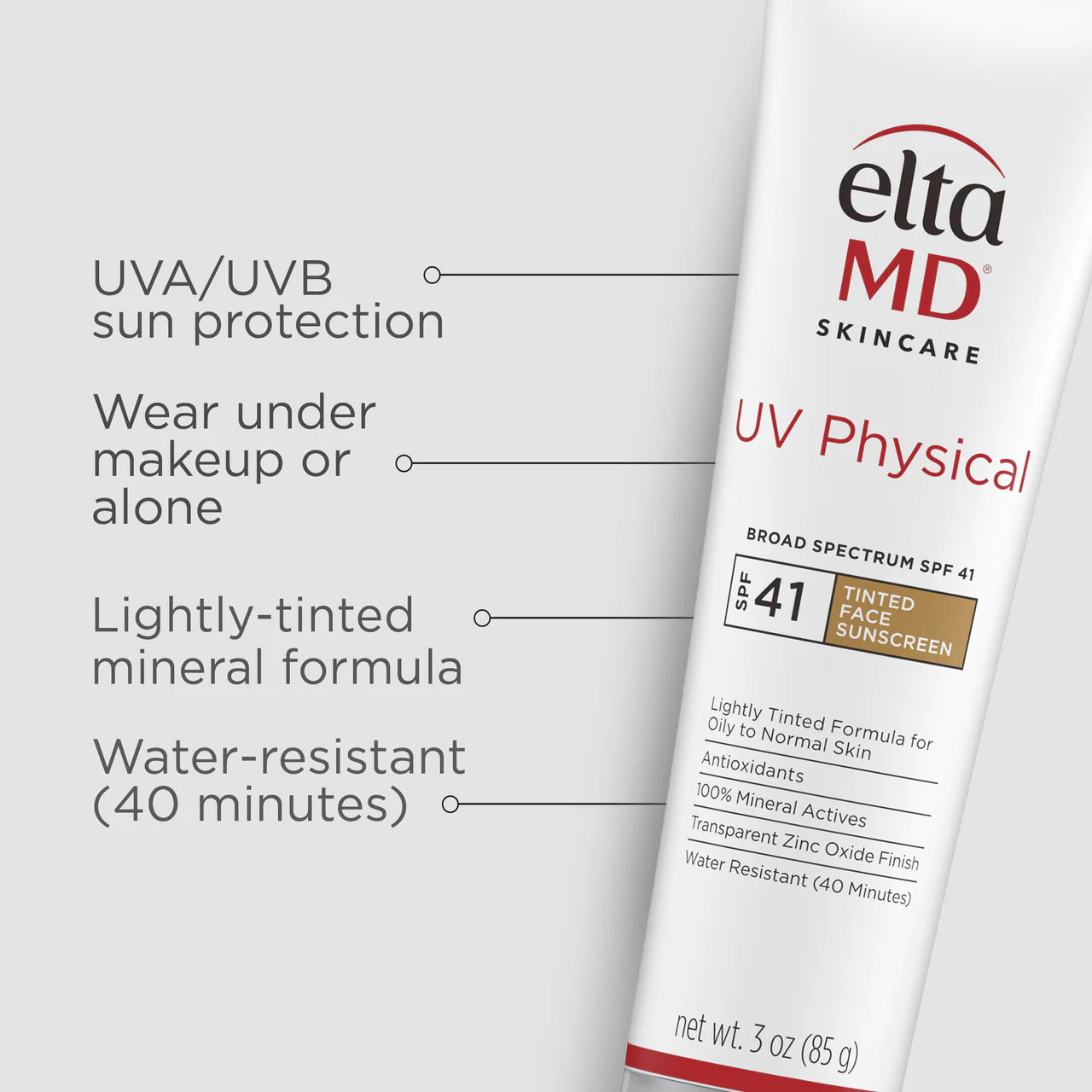 Eltma MD skincare product with text highlighting features on a white background