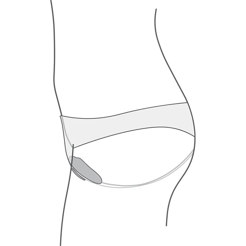 Outline of a woman wearing a white thong on a white background